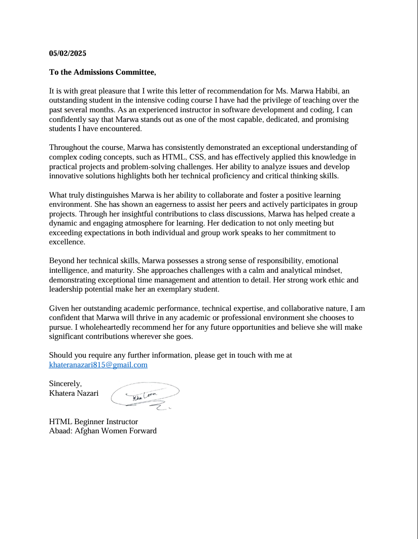 Recommendation Letter